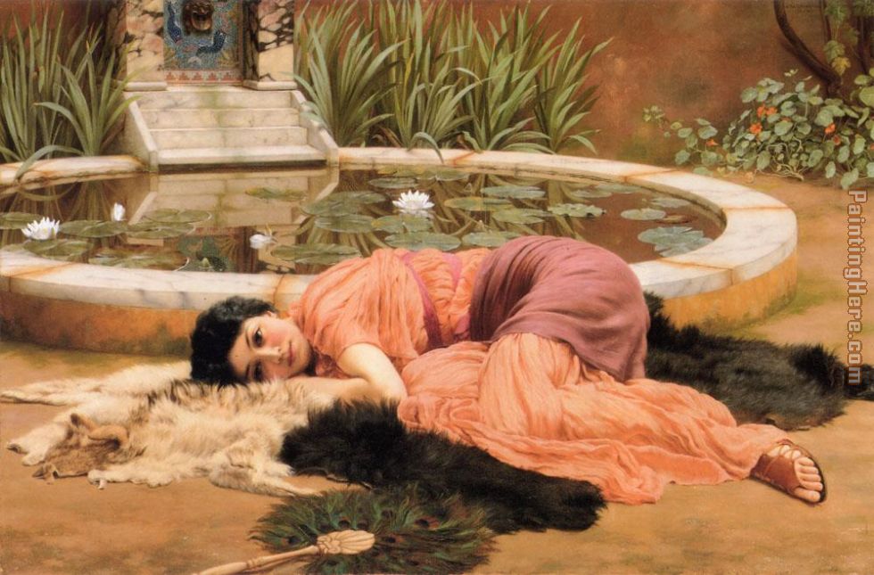 Dolce far niente painting - John William Godward Dolce far niente art painting